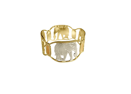 Two Tone Plated Wide CNC Elephant Bangle